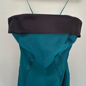 Carolina Herrera Blue / Teal / Black Strapless Gown Dress Size 4